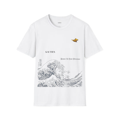 Artistic Unisex T-Shirt with Wave and Dragon Designs, Casual Wear, Unique Graphic Tee, Gift for Men and Women, Cool Streetwear
