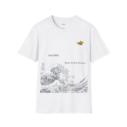 Artistic Unisex T-Shirt with Wave and Dragon Designs, Casual Wear, Unique Graphic Tee, Gift for Men and Women, Cool Streetwear