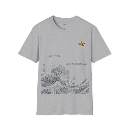 Artistic Unisex T-Shirt with Wave and Dragon Designs, Casual Wear, Unique Graphic Tee, Gift for Men and Women, Cool Streetwear