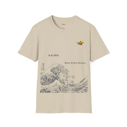 Artistic Unisex T-Shirt with Wave and Dragon Designs, Casual Wear, Unique Graphic Tee, Gift for Men and Women, Cool Streetwear