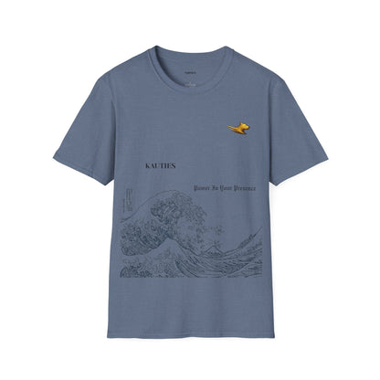 Artistic Unisex T-Shirt with Wave and Dragon Designs, Casual Wear, Unique Graphic Tee, Gift for Men and Women, Cool Streetwear