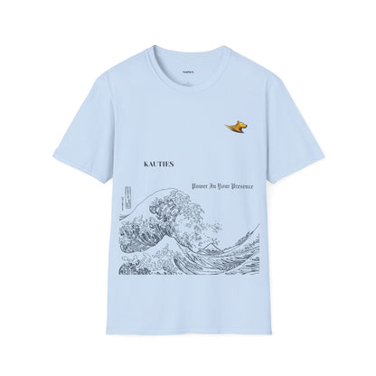Artistic Unisex T-Shirt with Wave and Dragon Designs, Casual Wear, Unique Graphic Tee, Gift for Men and Women, Cool Streetwear