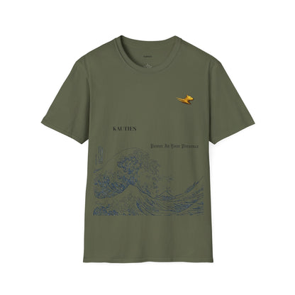 Artistic Unisex T-Shirt with Wave and Dragon Designs, Casual Wear, Unique Graphic Tee, Gift for Men and Women, Cool Streetwear